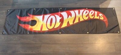 Hot Wheels Banner Flag Big 2x8 feet Toy Model Car Boys Room Art Decor Garage 