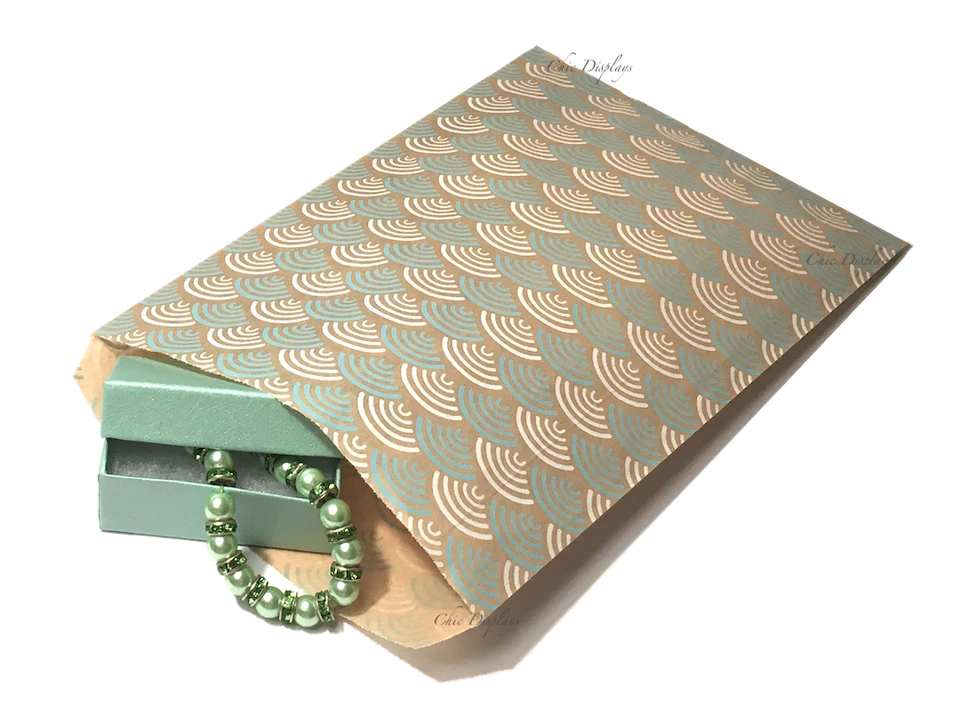 500Pc Flat Kraft Bags Bulk Jewelry Gift Bags Party Bags Teal Kraft Bags 500- Pc