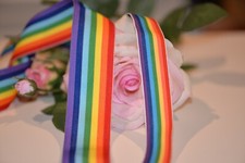 5 YARD double-faced woven grosgrain ribbon rainbow striped - 2 widths: 1", 1.5"