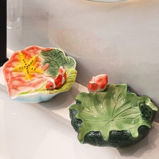 1x Chinese Ceramic Soap Dish Bathroom Soap Holder Tray Household for Wash Room