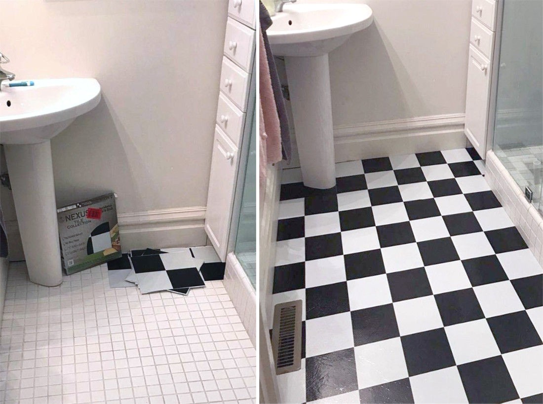 Achim Tivoli 12x12 Self-Adhesive Vinyl Floor Tiles – 45 Sq Ft, Square Parquet, Peel & Stick, No Wax