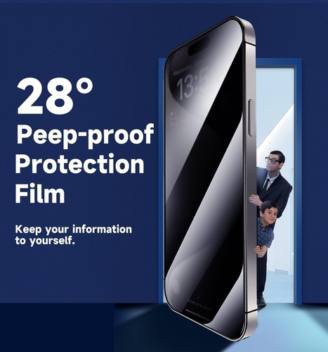 Protection d'écran en verre de confidentialité Easy Fit pour iPhone 11 13 14 15 16 Pro Max Plus X - Photo 16 sur 24