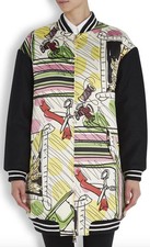Moschino Cheap&chic Multi Print Logo Oversize Long Bomber Jacket Sz. 4 Us /38 It