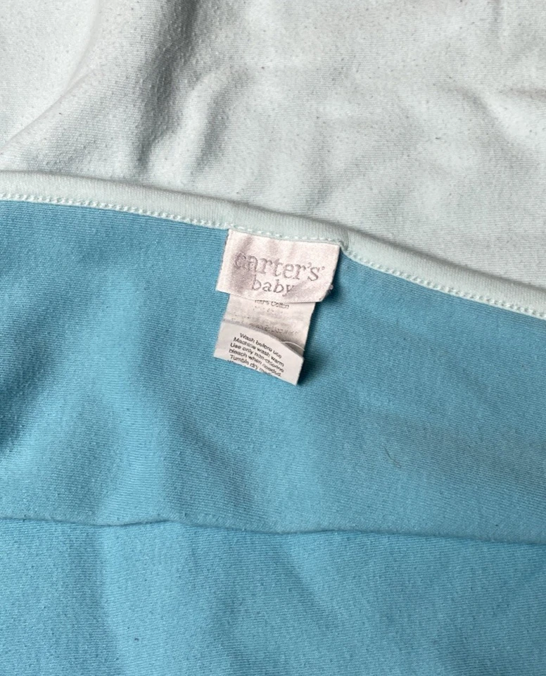 Carters 婴儿接收毯 鸭蜻蜓 蓝色 双面 柔软 棉 Lovey — 第 3/4 张图片