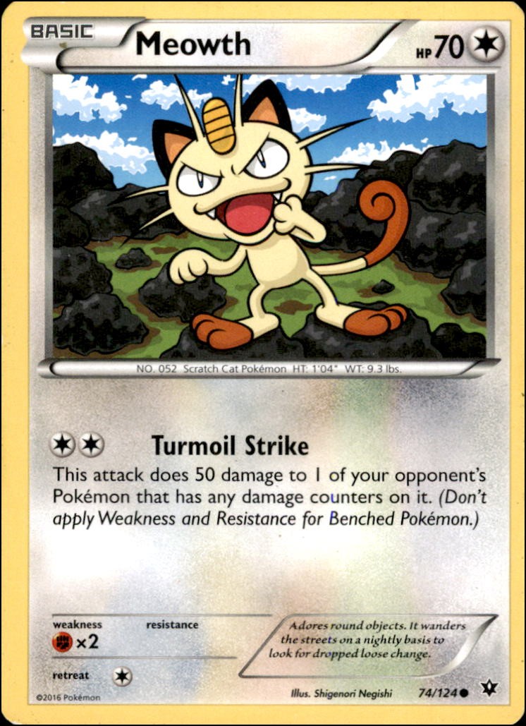 Pokemon - Meowth #74/124 - XY - Fates Collide Common