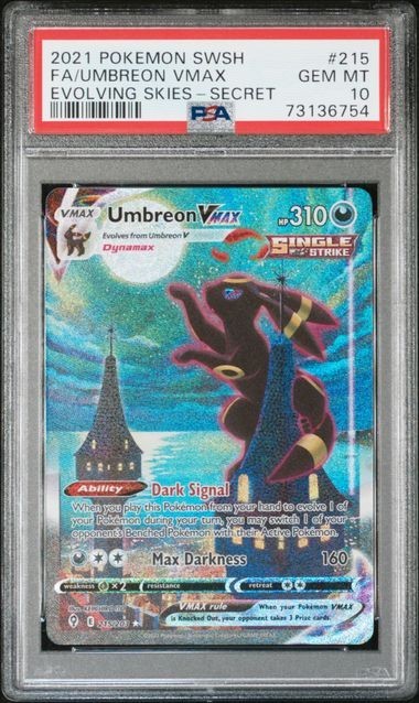 UMBREON VMAX 2021 POKEMON EVOLVING SKIES #215 PSA 10 WITH MIDNIGHT