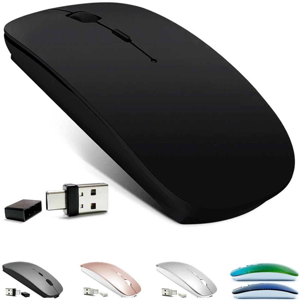 Wireless Rechargeable Bluetooth 5.2 Mouse for MacBook with Type-C & 2.4G USB