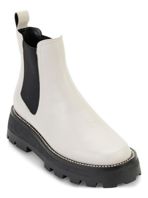 KARL LAGERFELD PARIS Womens White Mayde Toe Block Heel Leather Chelsea 6.5 M