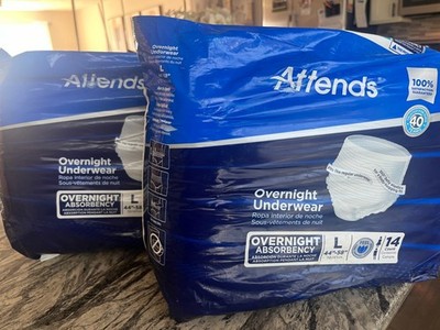 Attends Overnight Adult Incontinent Briefs, Large, 28 count, 2 Pack of 14