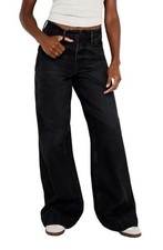 Good American Good Skate Wide Leg Jeans in Black Size 12/31