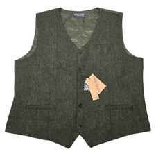 Paul Jones Mens XL Casual Button Front Wool Blend Vest Hunter Green Pockets NWT