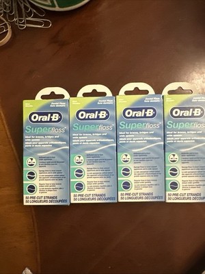 4  Oral B Super Floss Dental Floss Mint 50 Pre Cut Strands