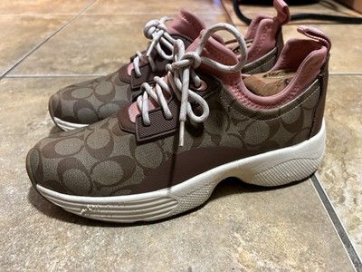 Coach Women C270 Tech Comfort Runner Sneakers Shoes Size 10B Pink Khaki Brown