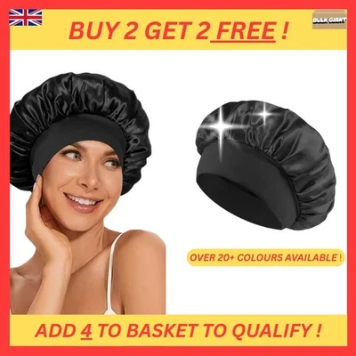 BULK GIANT Satin Sleep Bonnet Hair Protection Cap for Curly Long Hair Night Hat UK