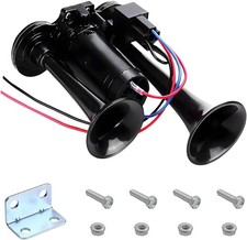 12V 120DB Air Horn Dual Trumpet Car Truck Boat Train Compressor Kit Black
