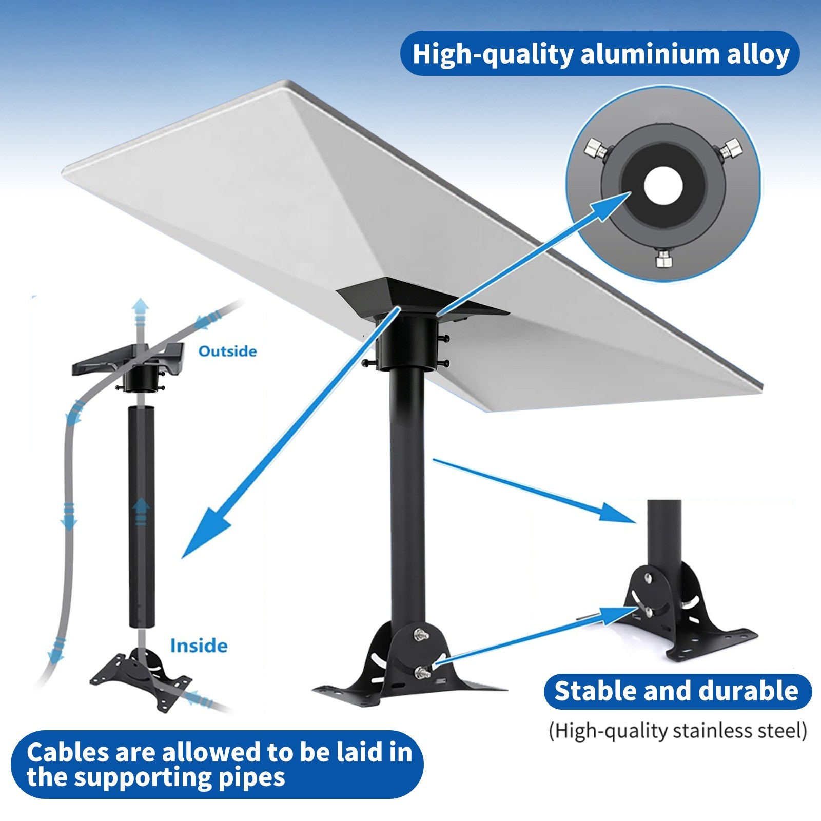 For Roof Starlink Gen 3 Mount 360° Adjustable Pivot Heavy Duty Outdoor Pole Kit — image 7