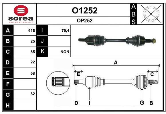 Arbre de transmission SNRA O1252 pour éliminer les claquements et vibrations du train roulant