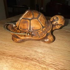 Treasure Craft Ceramic Ashtray 1956 Happy Brown Turtle Trinket Planter