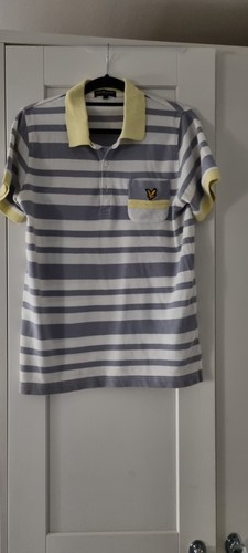 Lyle & Scott, Vintage Lyle and scott polo - Yellow and Grey - Size Small