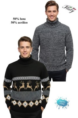 Herren Winter Pullover Pullover Stehkragen Sweet Waist Made in Italy FLEG 