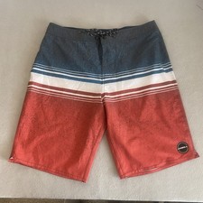 O'Neill Superfreak Mens Board Shorts 31 RN85773 Red White Blue Striped EUC