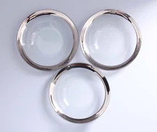 Set of 3 Annieglass Roman Antique Platinum Rim Soup Pasta Bowls 9" Signed 1985