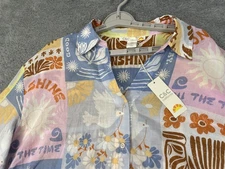 C&C California Shirt Womens XL Multicolor Sunshine Floral Graphic Button Up Top