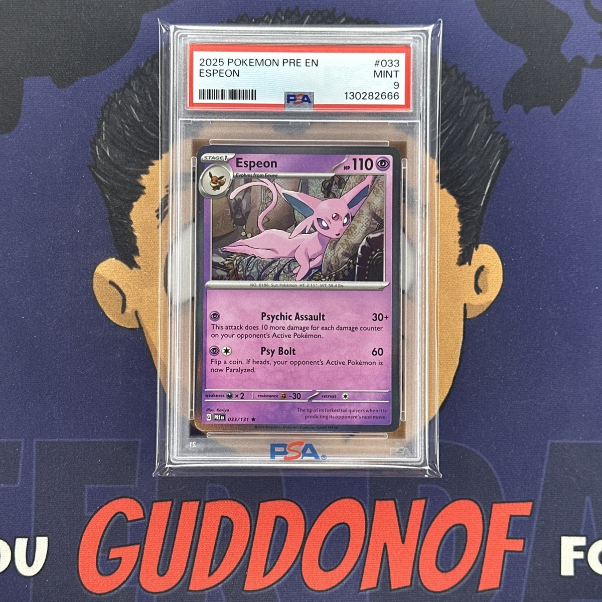 PSA 9 MINT 2025 Pokemon Prismatic Evolutions ESPEON #033 Rare Holo