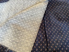 BEAUTIFUL 1970's VINTAGE FLANNEL NAVY BLUE FABRIC IN PAISLEY PRINT