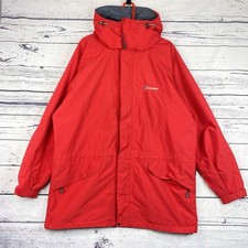 Berghaus Gore Tex Raincoat Jacket Mens XL Red Work Wear Walking Red Hooded