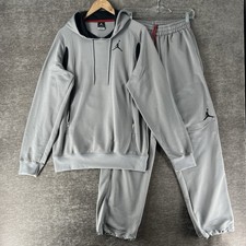 Jordan 2-Piece Tracksuit Set Men  s Small Gray Red Logo Hoodie Pants 427365-075