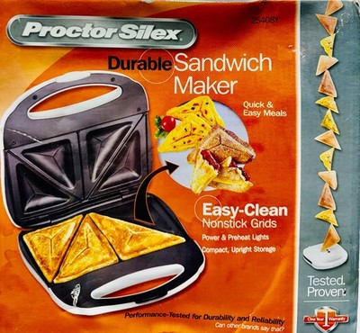 Proctor Silex 25408Y Sandwich Maker Nonstick Easy Clean Compact Cooker