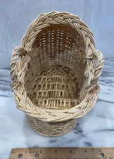 Small Baby Doll Moses Wicker Hooded Basket With Handles Natural 9.5 x 7.5 Inches