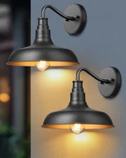 DEWENWILS 2 Pack Outdoor Wall Light, Gooseneck Barn Light Fixture,Exterior Porch