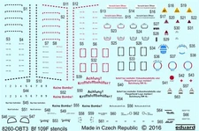 Eduard Models 1/48 Messerschmitt Bf 109F Stencils for Eduard kit (Decals)