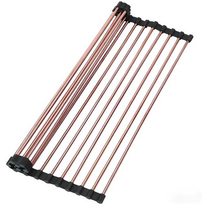 BLAGAIN 11.8''*17'' Large Roll Up Dish Drying Rack Over The Large, Rose Gold