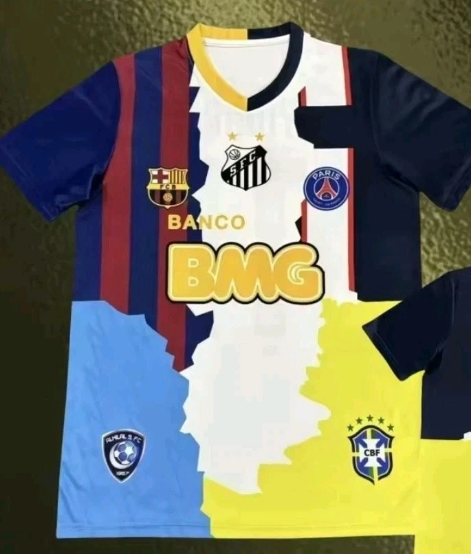 Maillot Football Neymar Barça PSG Real Brésil T-shirt Multi Club Adulte/Enfants - Photo 3/4