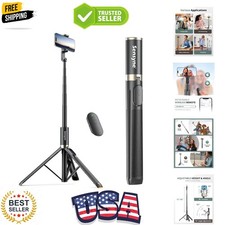 63" Selfie Stick Tripod, Extendable Phone Tripod with Wireless Remote Compati...