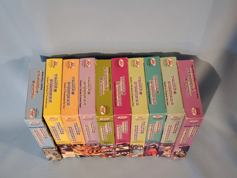 The Original Transformers VHS Lot Of 10 Tapes Volumes 1-10 Rare HTF Kid Rhino Foto 2 de 4