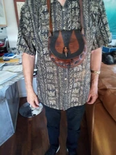 Vintage Early 1900’s genuine Leather Possibles Bag With a unique Strap RARE