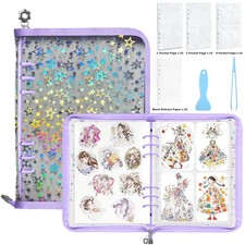 Sticker Storage Organizer Binder Reusable Book A5 Album Holder with Tools Purple