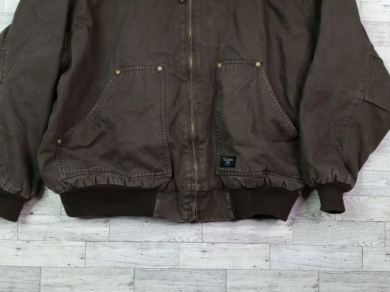 Vintage Men's Walls Workwear Jacket Canvas Hooded Bomber Fleece Lined Coat 2XL - product detail image 7