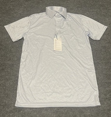 NWT Collars and Co Dress Collar Polo Shirt Men S Graph Checker Plaid Blue White