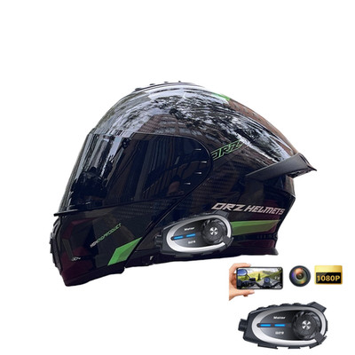 Motorcycle Helmet Bluetooth Headset With 1080P Camera Intercom Systems Recorder