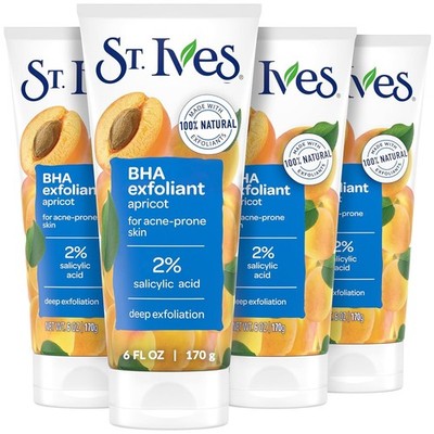 St. Ives BHA Face Exfoliant Apricot, Exfoliator for Acne Prone Skin 6 oz