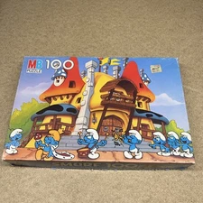 MILTON BRADLEY SMURF/SMURFS 100 PIECE PUZZLE 16 X 11 INCHES, FROM 1982 Complete