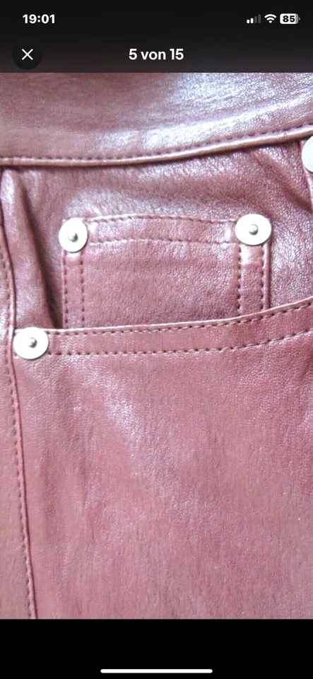 Ralph Lauren Lamm Leder Stretch Hose Gr. 36 Bordeaux Rot Hochwertig ! Einmal Get - Bild 3 von 4