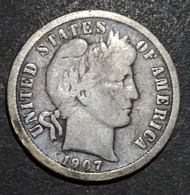 1907-O Silver Barber Dime Coin