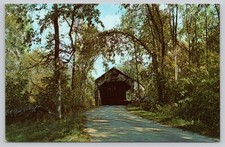 Vintage Old Covered Bridge Brandon Vermont Photochrome Postcard Frank L Forward