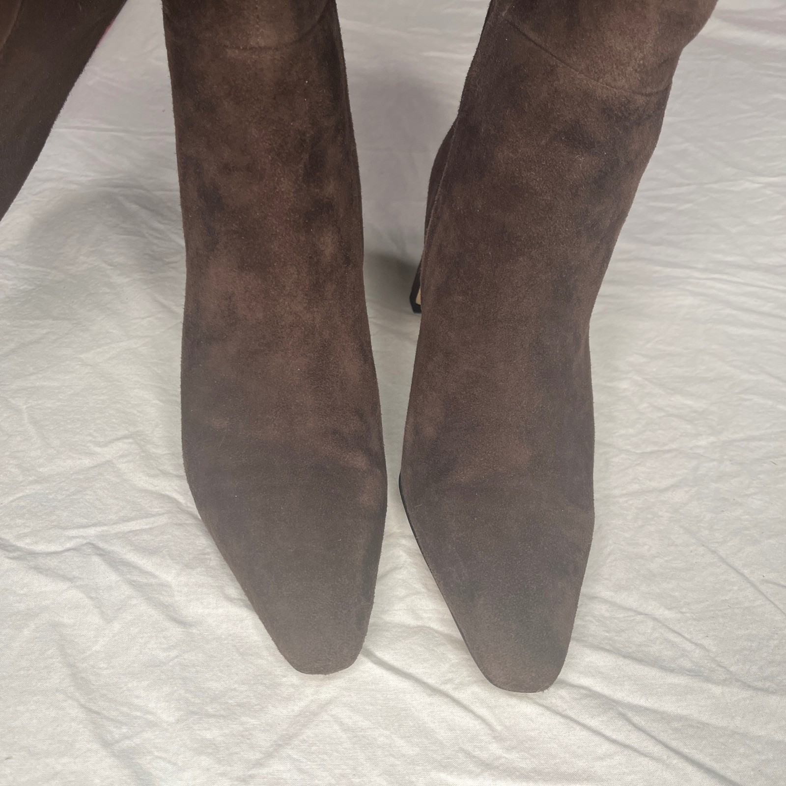 Sam Edelman Sylvia Knee High Boots Brown Suede Pointed Toe Block Heel SZ 8.5 WC image 6